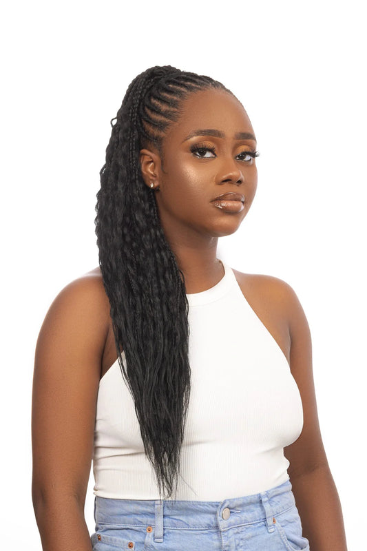 Perruque Queue de Cheval Box Braids Cheveux Naturels ROCKSS