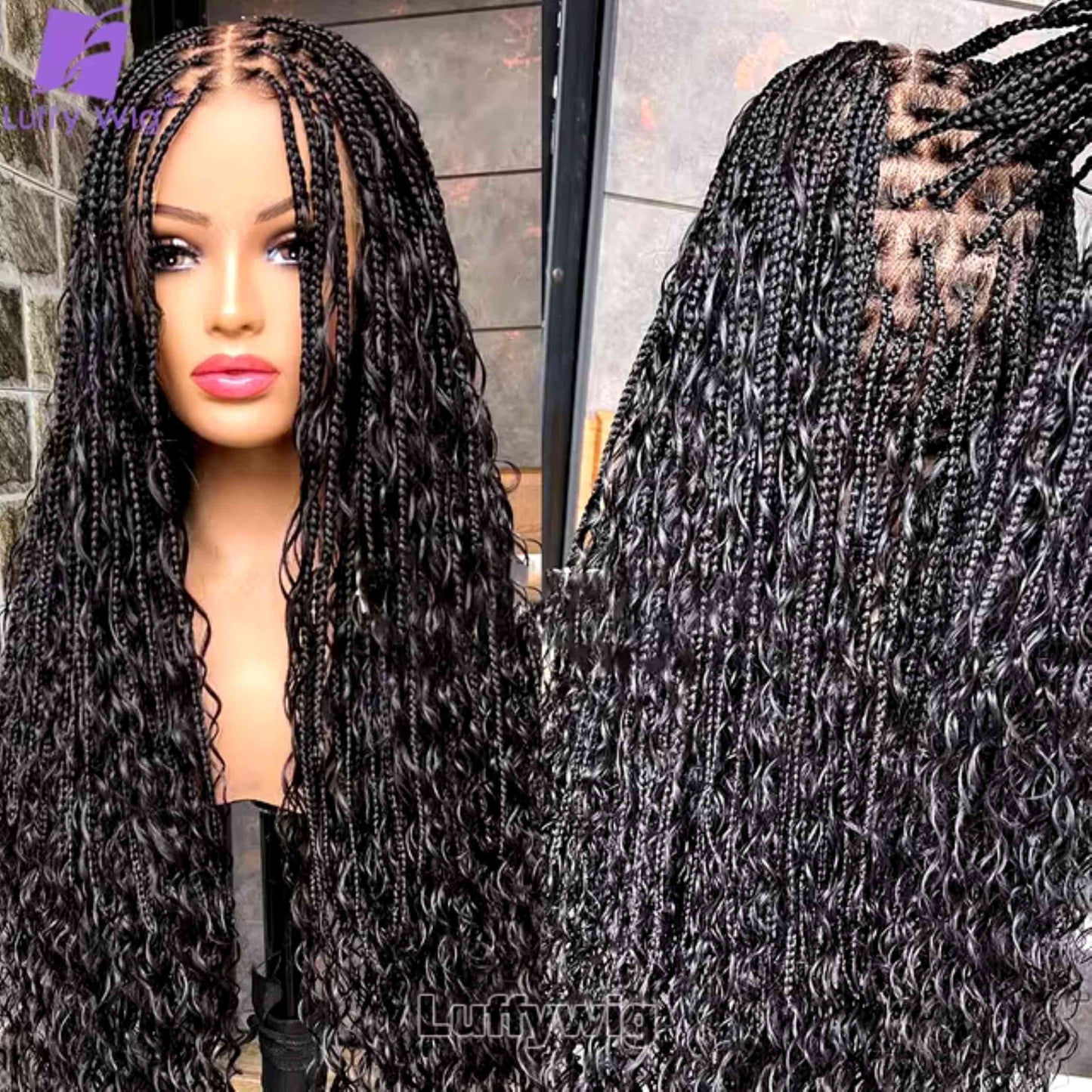 Perruque Tressée en Cheveux Humains Sans Nœuds - Boho HD Full Lace Wig